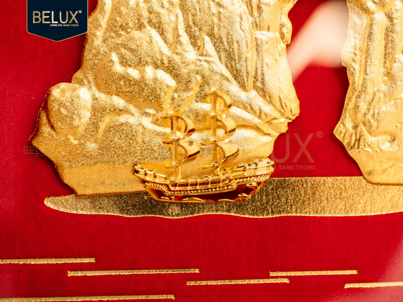 Tranh Vịnh Hạ Long Dát Vàng 24k 25x25cm